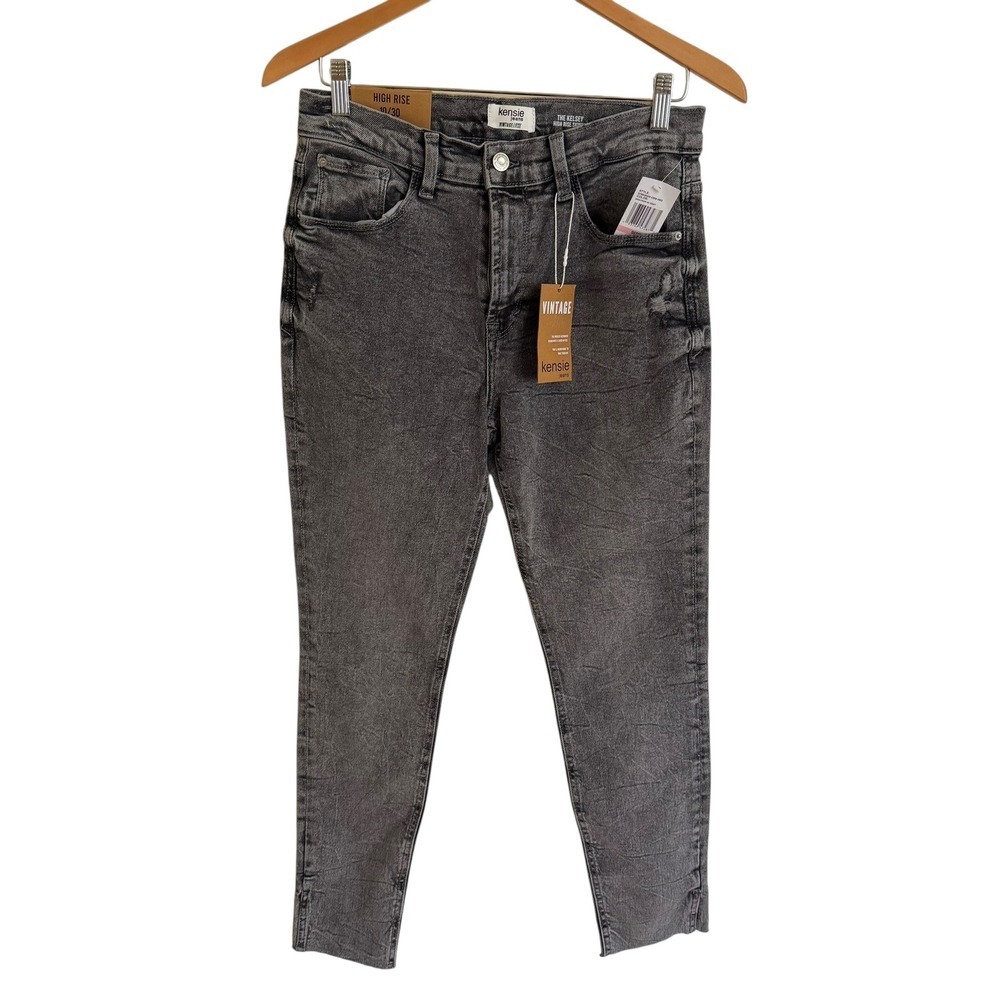 Kensie Jeans The Kelsey High Rise Skinny Distressed Grey Denim Womens Size 10 30